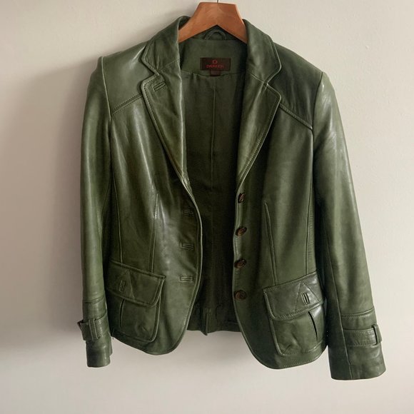 Tailored Button-Up Leather Blazer Jacket Coat - Picture 4 of 5